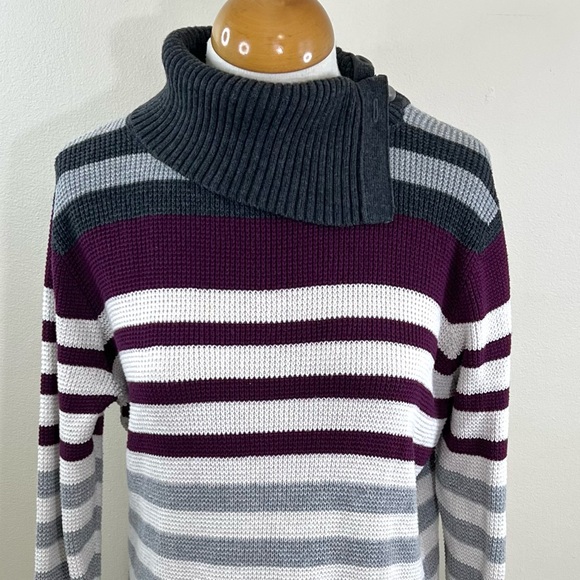 Eddie Bauer Women's Cowl Neck Stripes Sweater - Picture 2 of 11
